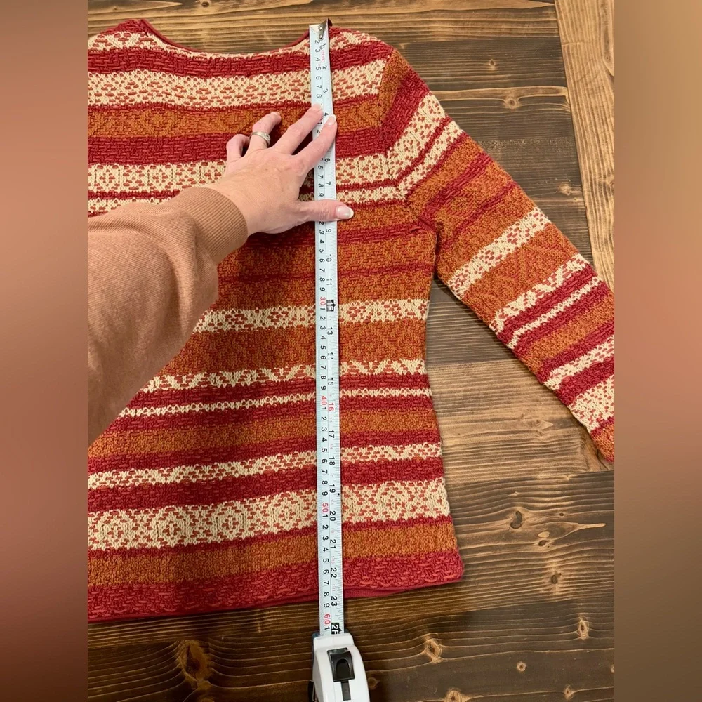 Lucky Brand Fair‎ Isle Zip Up Cardigan Sweater with 3/4 Length Sleeves